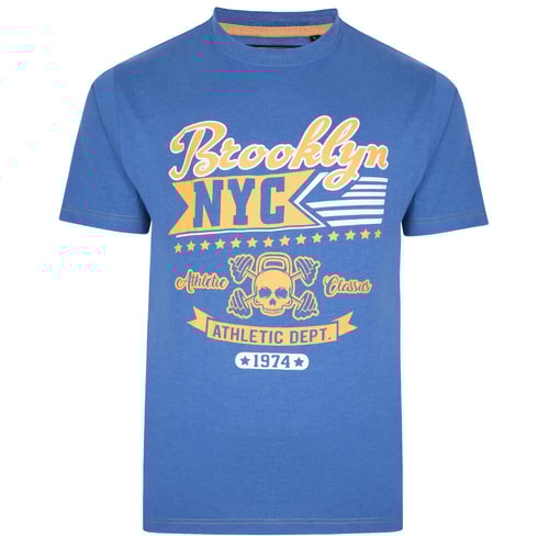 KAM Brooklyn NYC Print T-Shirt Blau meliert